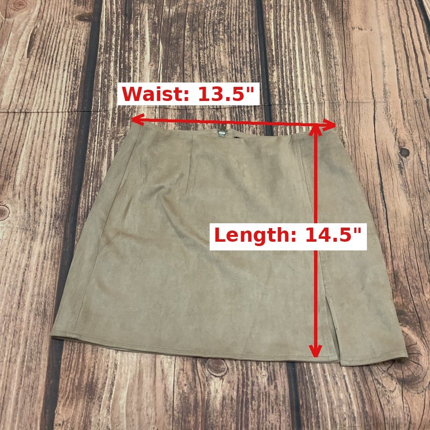 NWT Fab’rik Beige Suede Mini Skirt Size Small