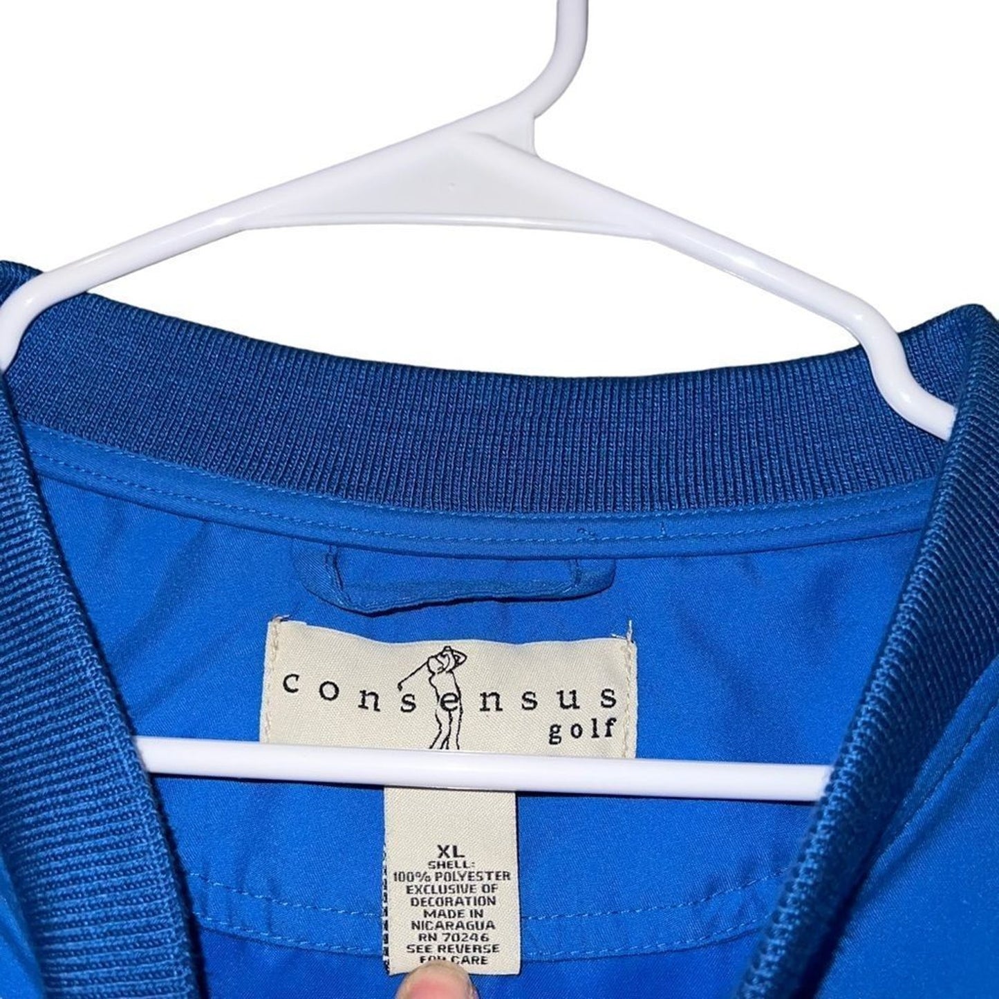Consensus Golf Windshirt Pullover Men's XL Blue V-Neck Lightweight Golf