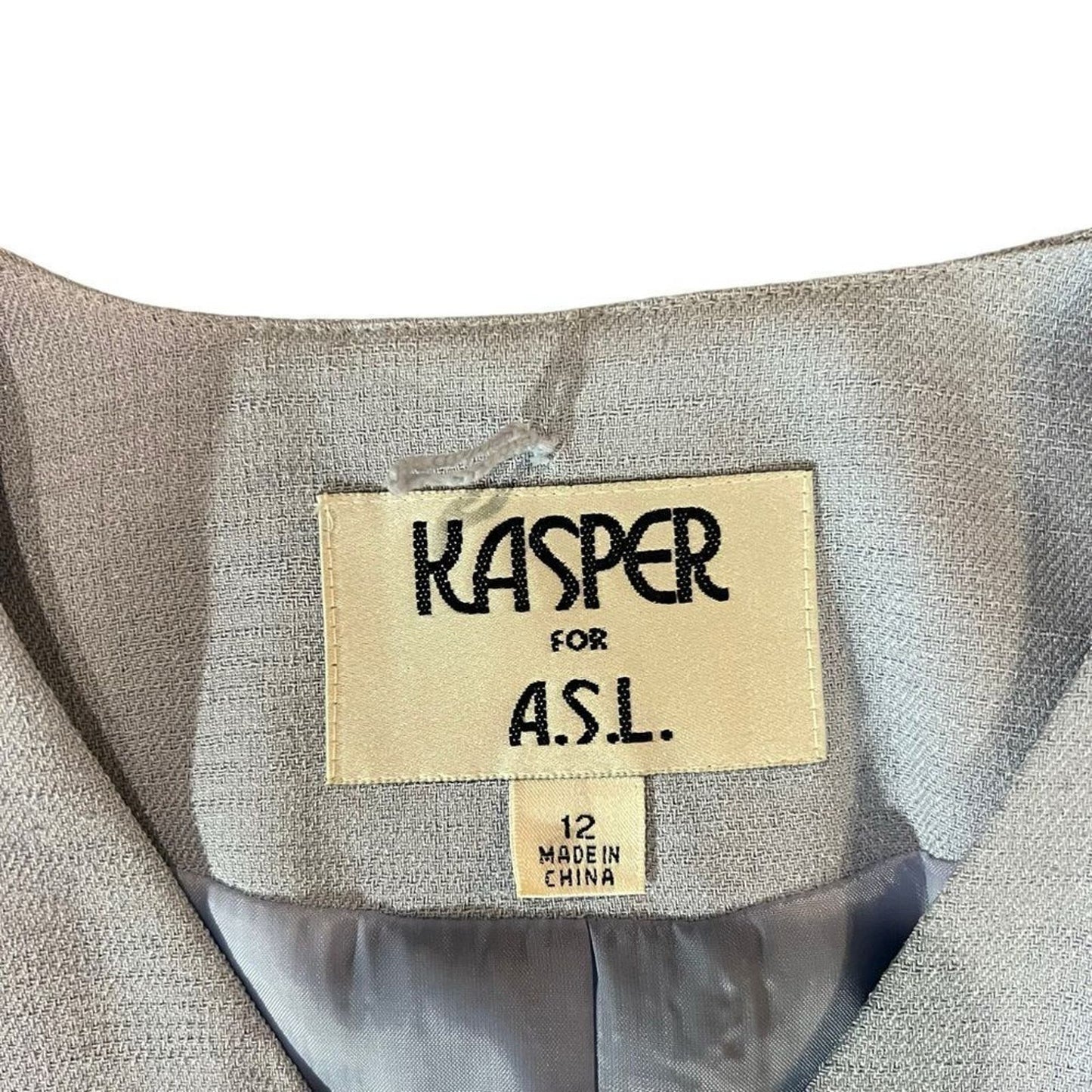 Vintage Kasper Button Front Blue Blazer Size 12