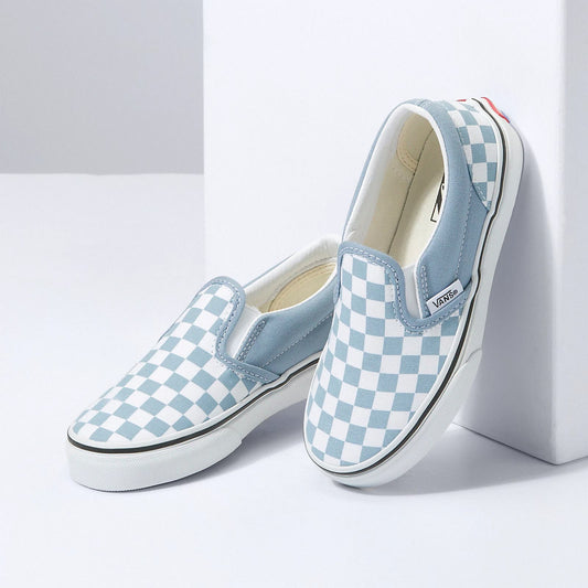 Vans Classic Slip-On Checkerboard Ashley Blue/Dusty Blue Sneakers Kids Size 13.5