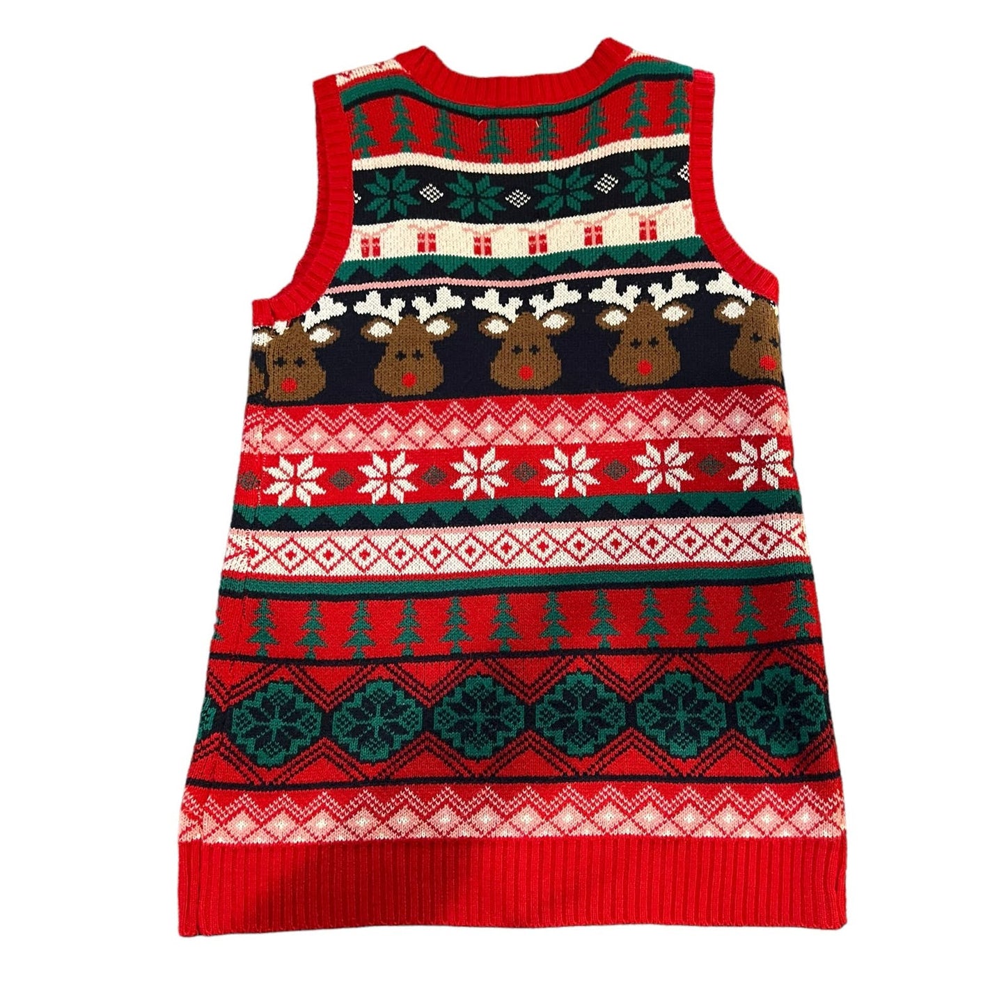 MerryWear Women’s Small V-Neck Fair Isle Ugly Christmas Rudolph Sweater Vest