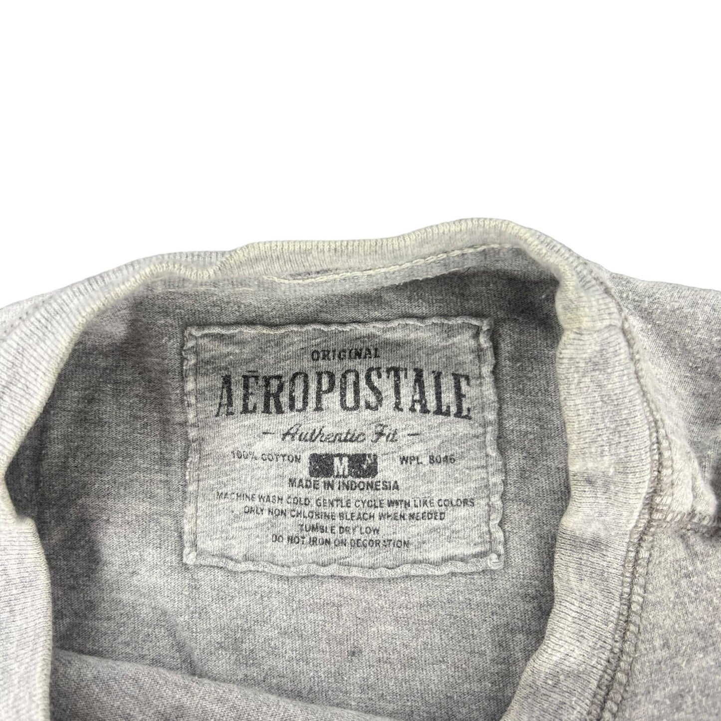 Aeropostale Men's Large Long Sleeve Gray Graphic Tee Crew Neck Casual Shirt