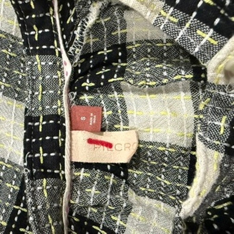 Anthropologie Pilcro Women's Plaid Button-Up Shirt Black Size Small