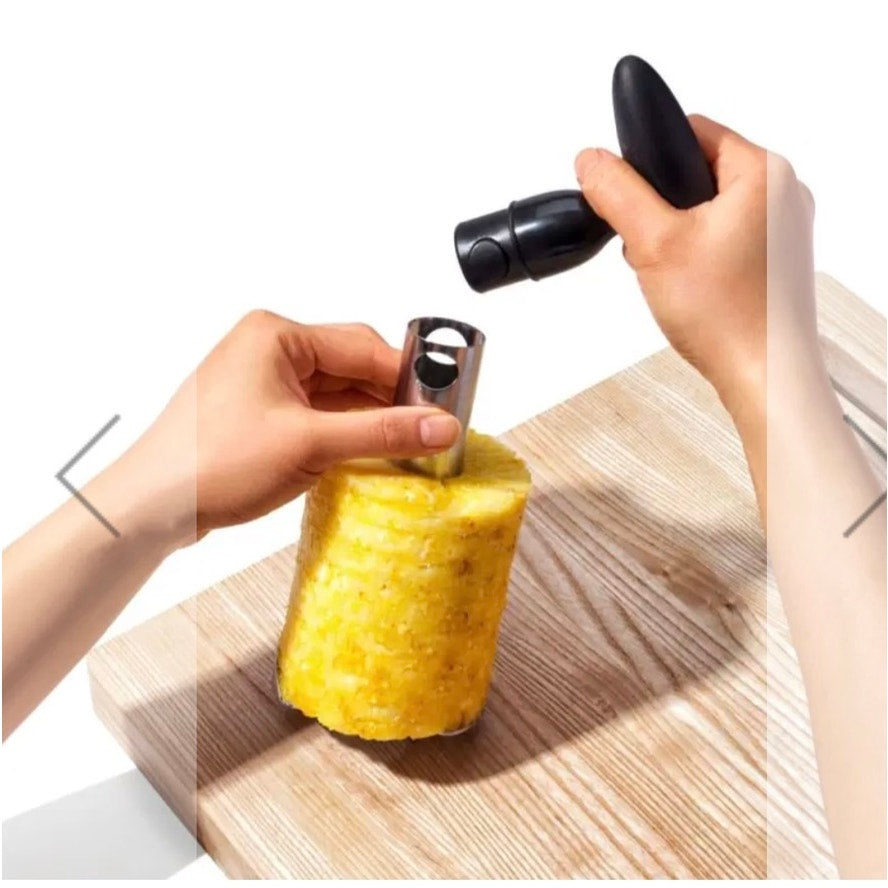 OXO Pineapple Corer Slicer Cutter Tool Silver w/ Black T-Handle Depth