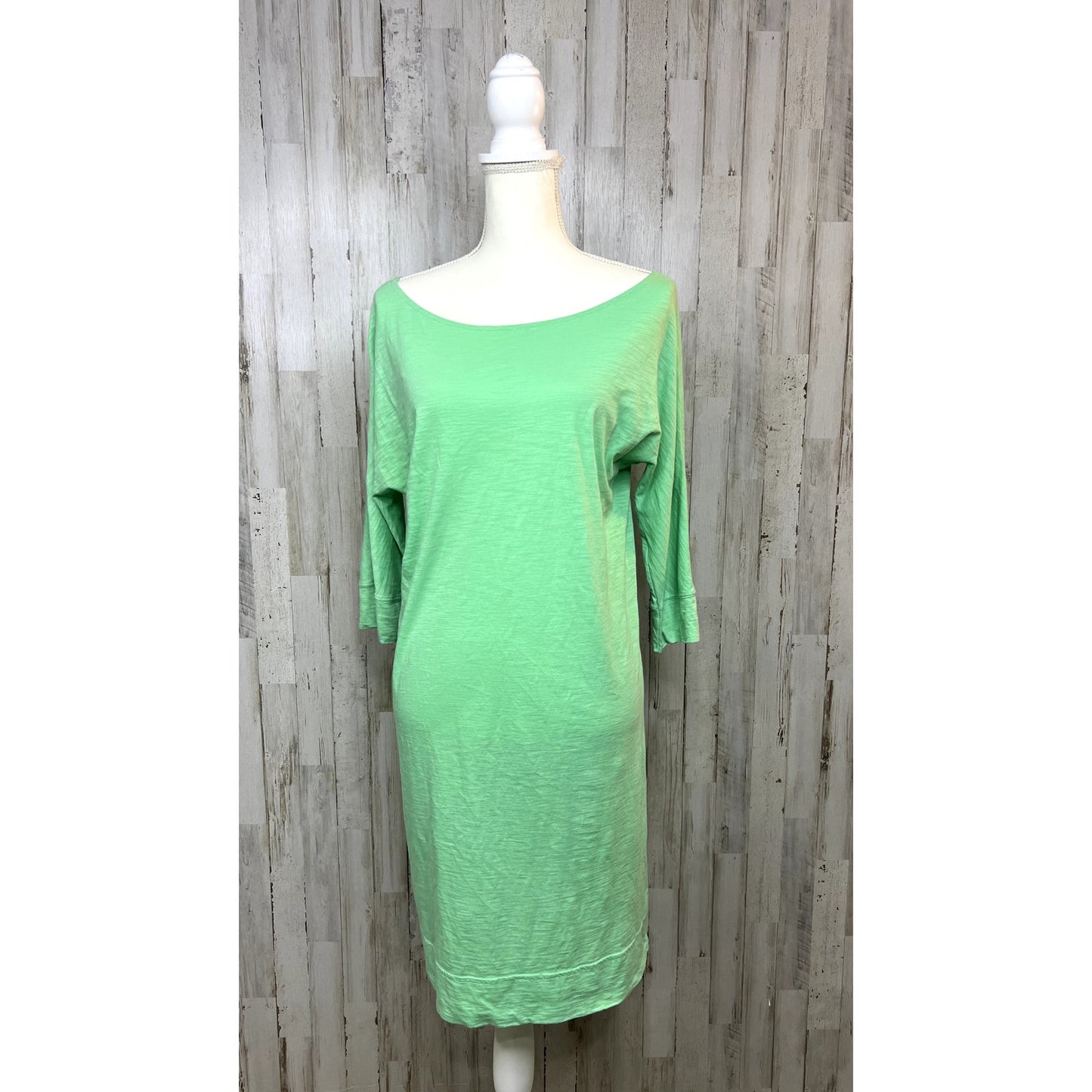 Lilly Pulitzer Cassie Dress Knee Length Green 3/4 Sleeve Boat Neck Womens Medium