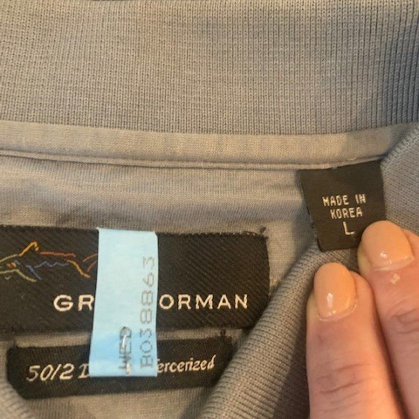 Greg Norman grey polo golf shirt L EUC
