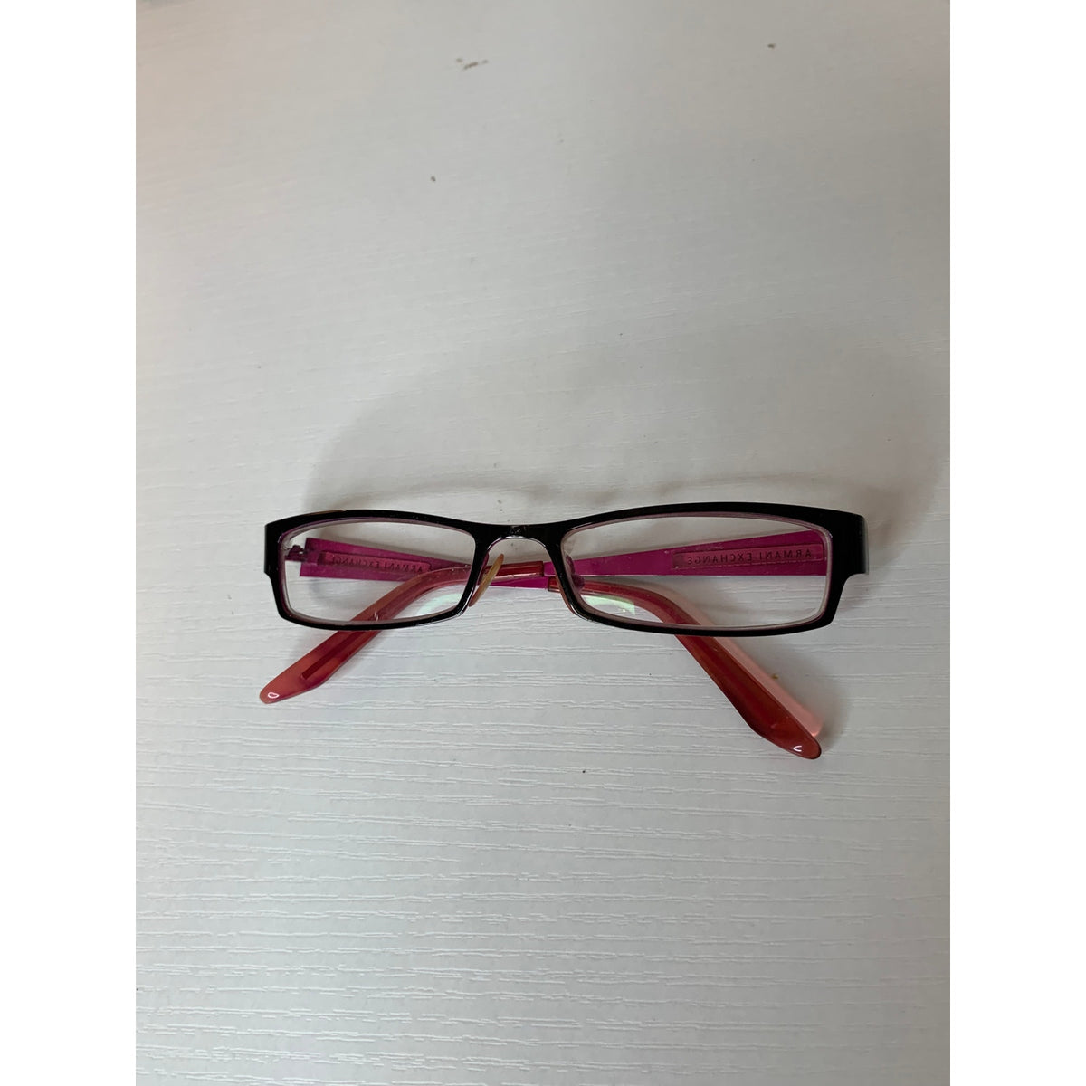 Armani Exchange Prescription Rectangular Full Rim Eyeglass Frames Black Pink Temples