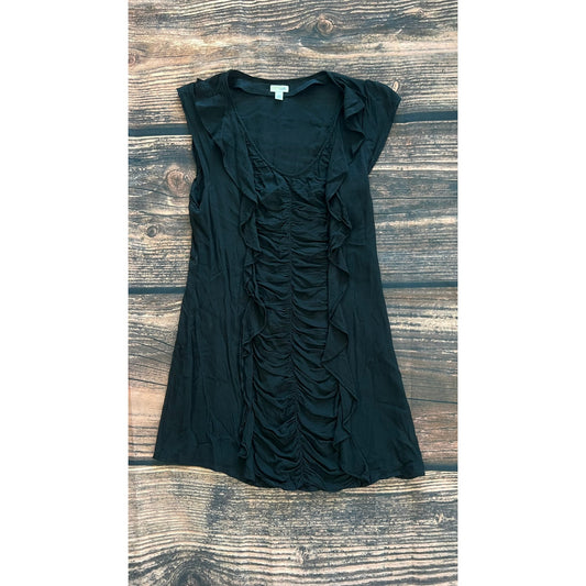 Anthropologie Odille Black Ruffled Mini Blouse Dress Size 4