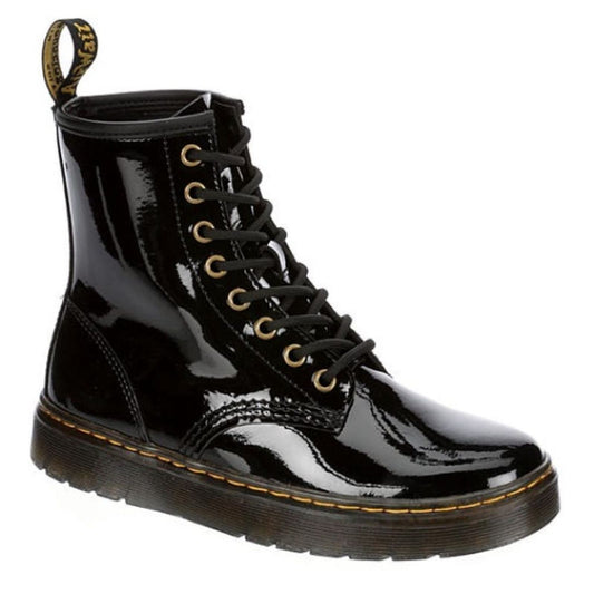 DR.MARTENS WOMENS ZAVALA COMBAT BOOT - BLACK SIZE 7