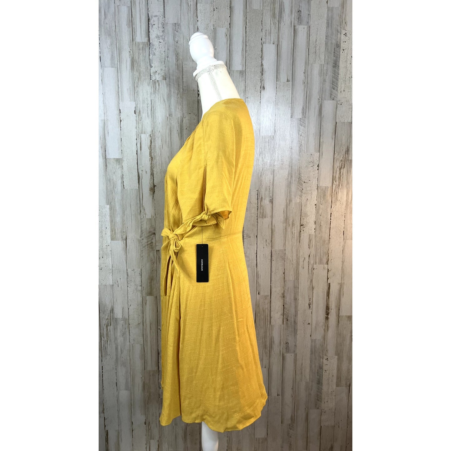 NWT Lulus My Philosophy Golden Yellow Wrap Dress XL Short Sleeve Summer V-Neck