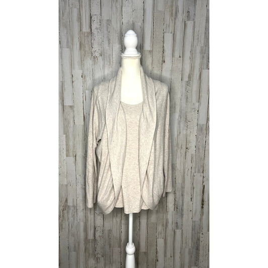 White House Black Market Women's Ivory Cardigan & Tank Set Size Medium