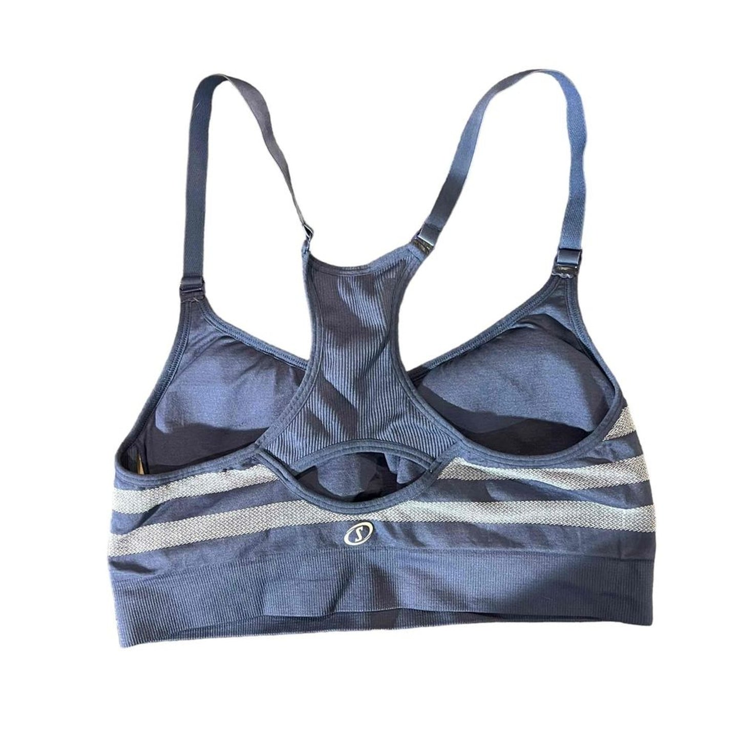 Spalding Sports Bra Womens Large Gray Striped Racerback Medium Support