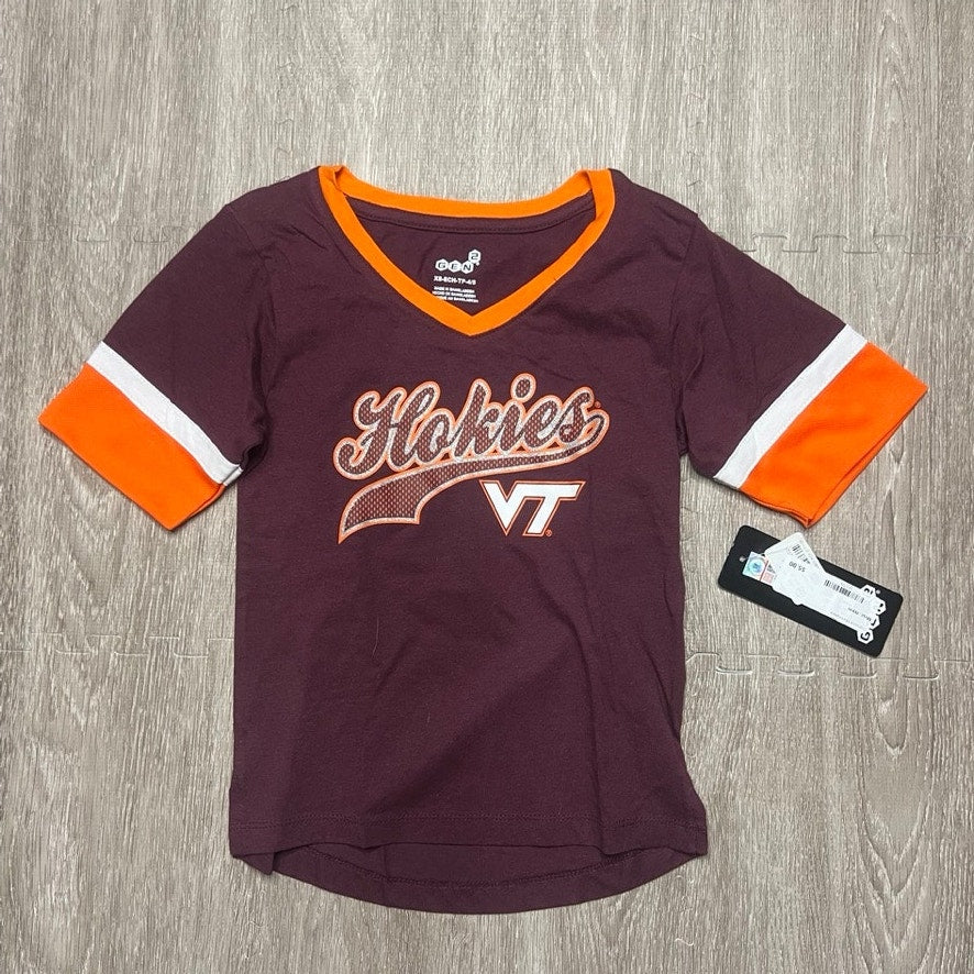 NWT Virginia Tech Hokies Youth XS V-Neck Short Sleeve T-Shirt