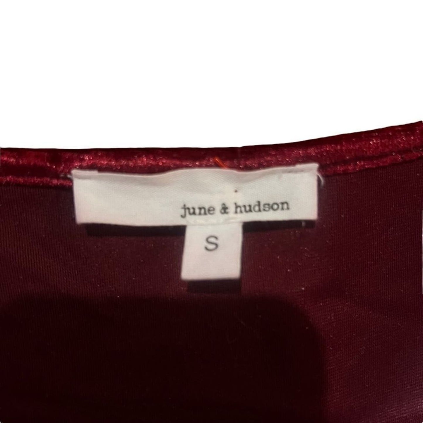 June & Hudson Red Velvet Tie Front Blouse Size Small