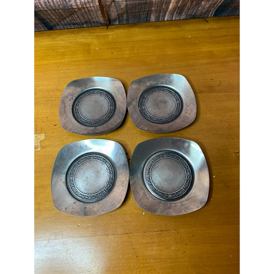Cordova Coaster Set Vintage Silver Square Set of 4