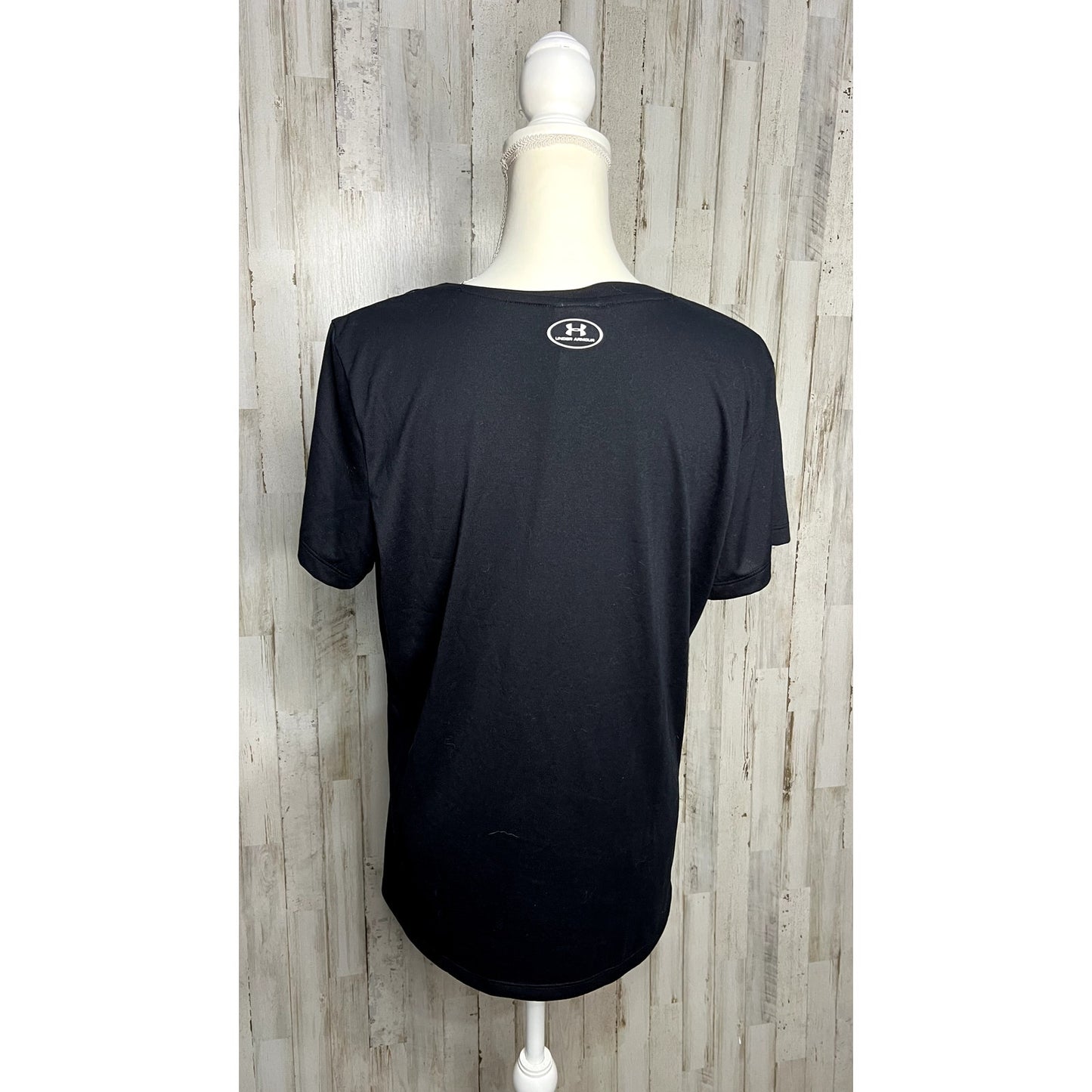 Under Armour Women's V-Neck Short Sleeve T-Shirt Black Size Large Casual