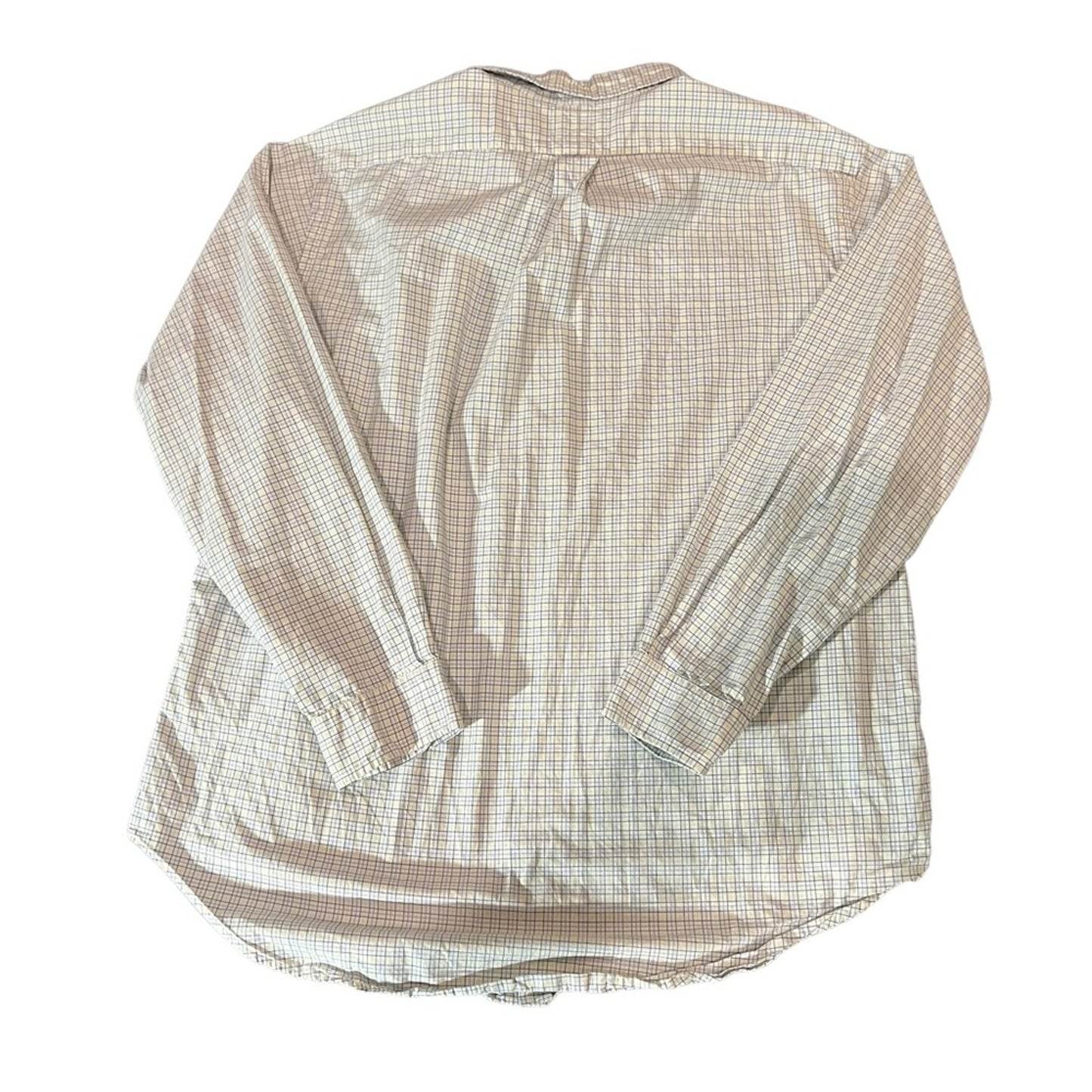 Ralph Lauren Button-Up Shirt Mens Size 17 Beige Check Long Sleeve Pony