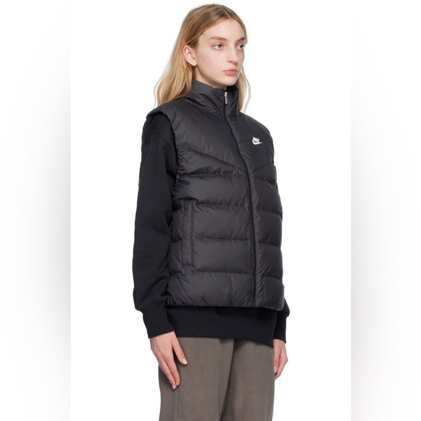 NWT Nike Sportswear Therma-FIT Windrunner Puffer Vest Womens 2XL Black