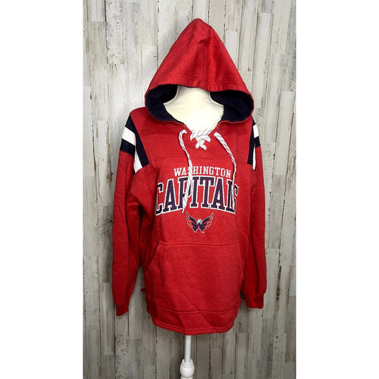 NWT Washington Capitals Women's Red Lace-Up Hoodie Sweatshirt Size Large