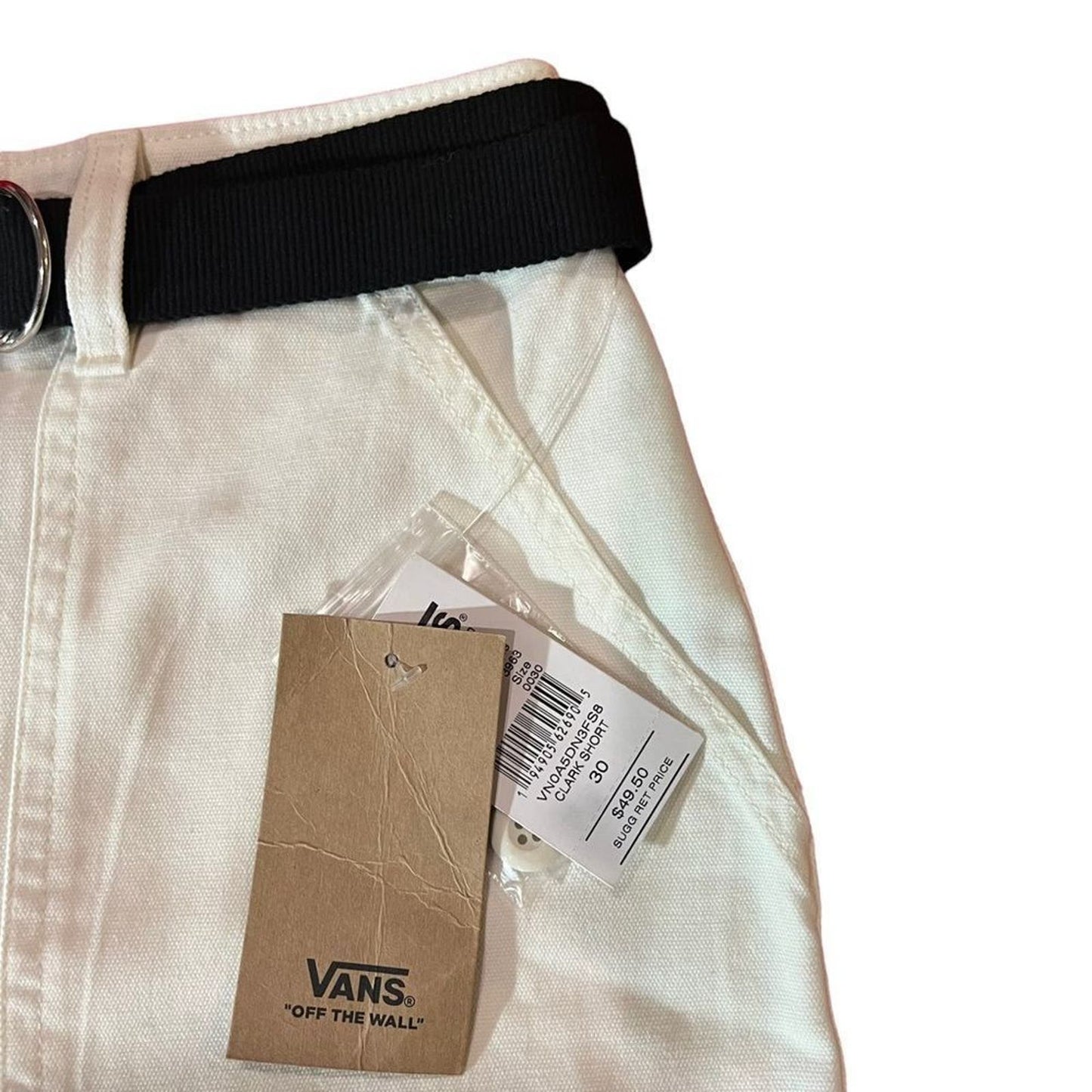 NWT Vans Clark belted chino shorts in white Size 30