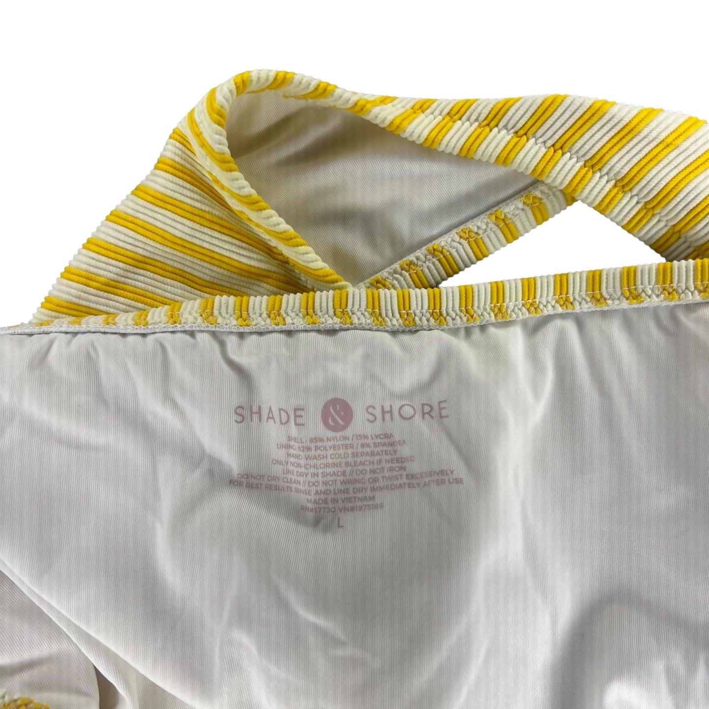 Shade & Shore Women's 32DD Yellow White Striped Bikini Top & Bottom 2 Piece Set