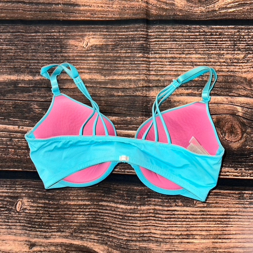 Victoria's Secret PINK Push Up Bra 36D Blue Strappy Back Design