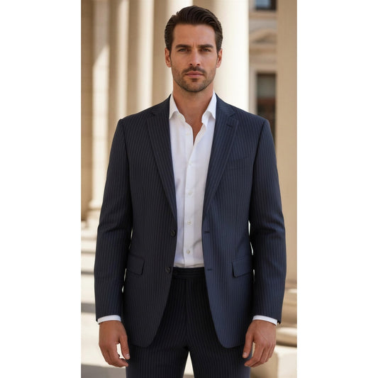 Jos. A. Bank Men's Black Pinstripe Wool Suit Jacket Size 42 Long