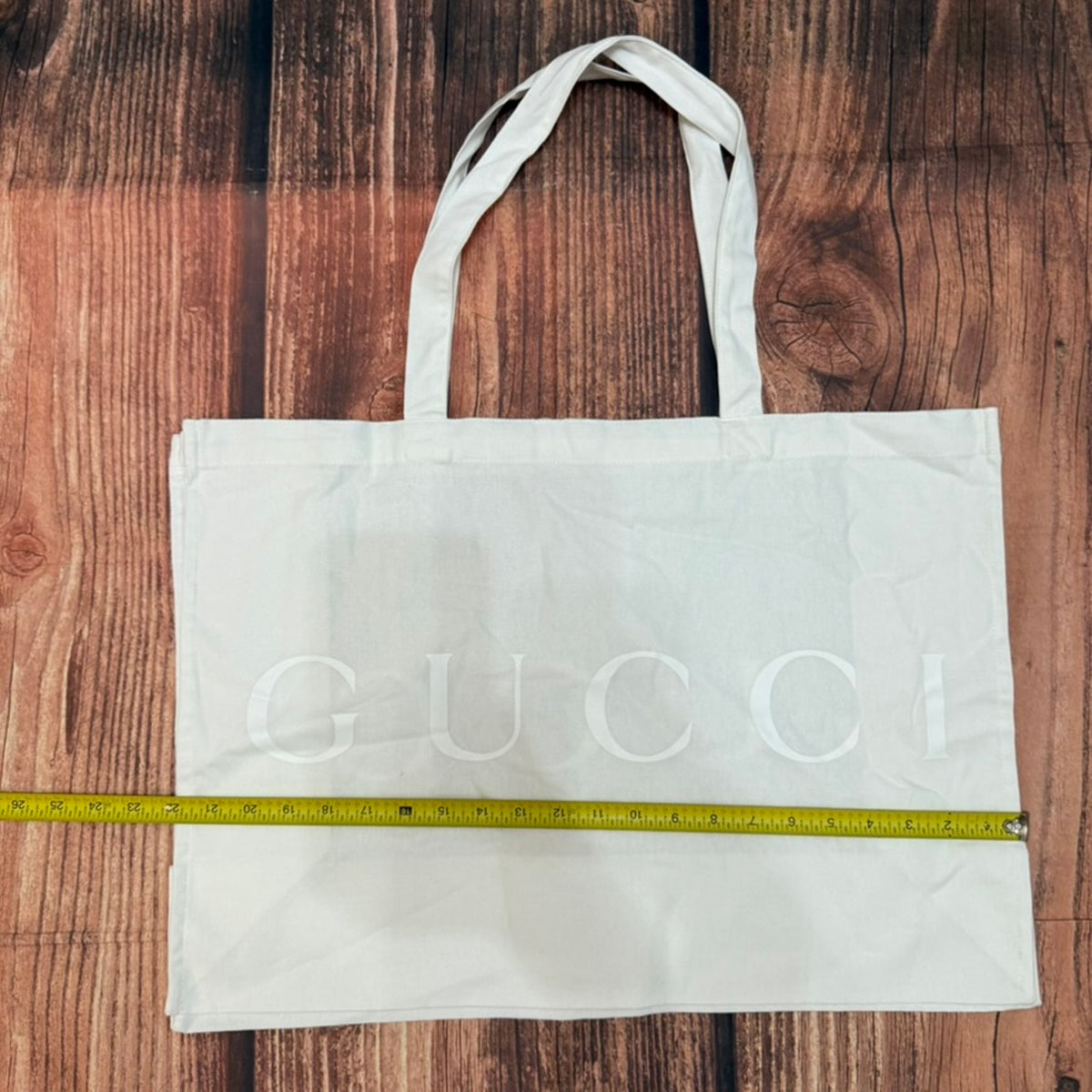 Gucci Tote Bag Large White Ivory Logo Print 22x16 Travel Beach Shopper