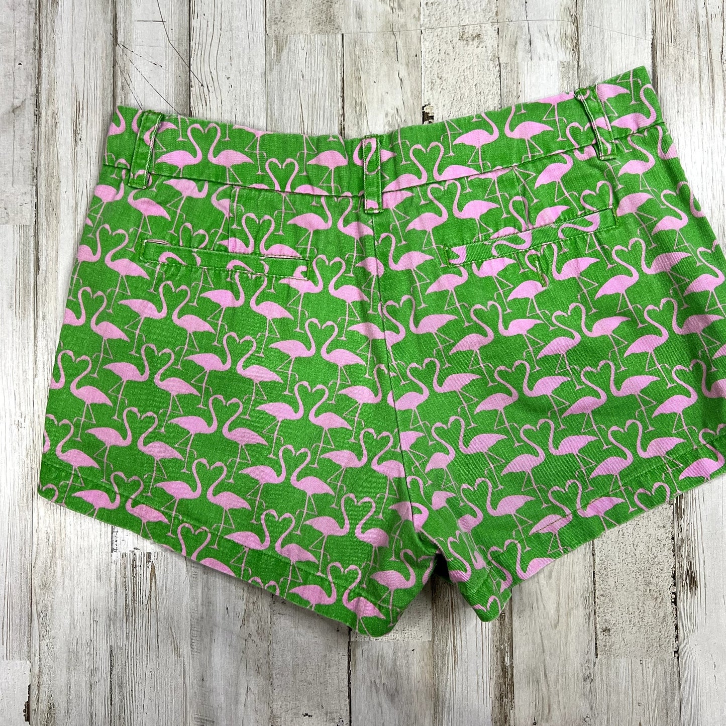 Macbeth Collection Women's Size Medium Green Flamingo Print Shorts Summer Casual