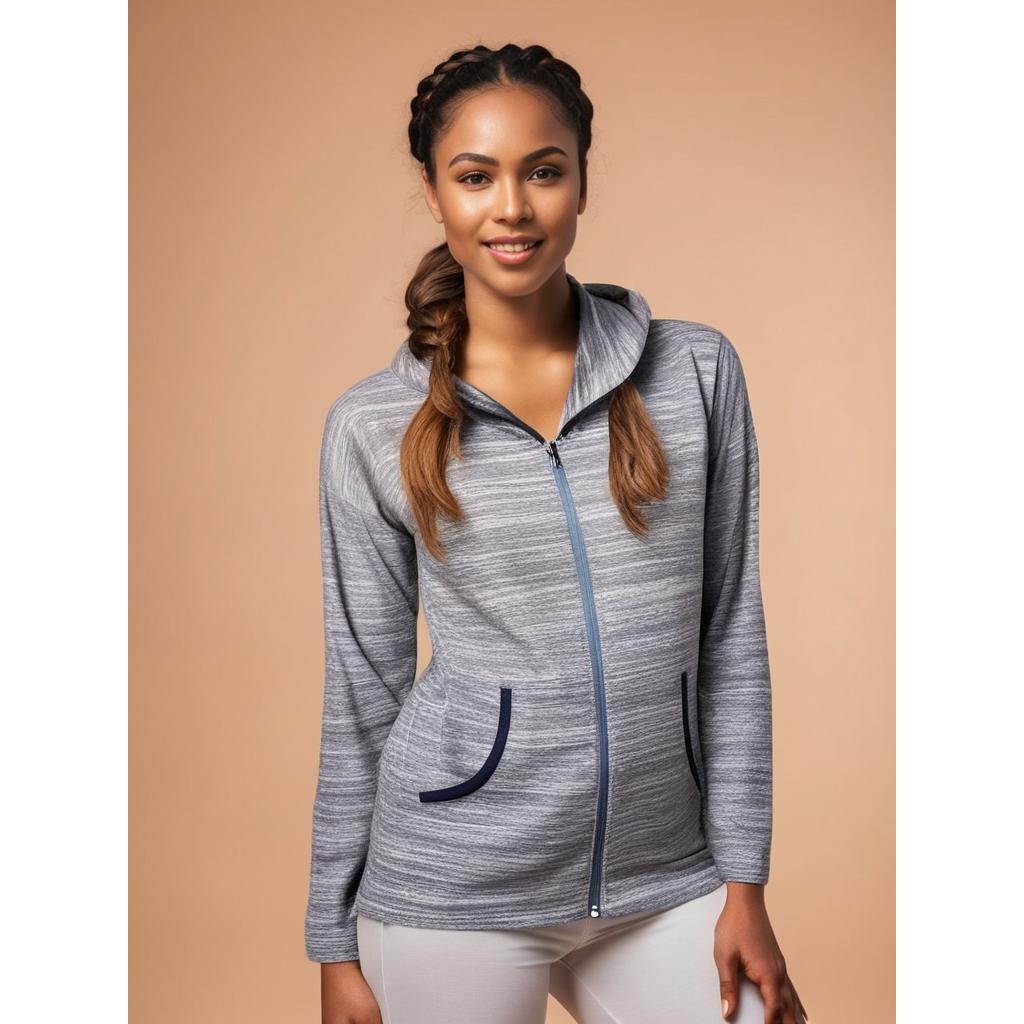 Columbia Women’s Small Baldon Springs Zip Hoodie Jacket Blue Gray Striped