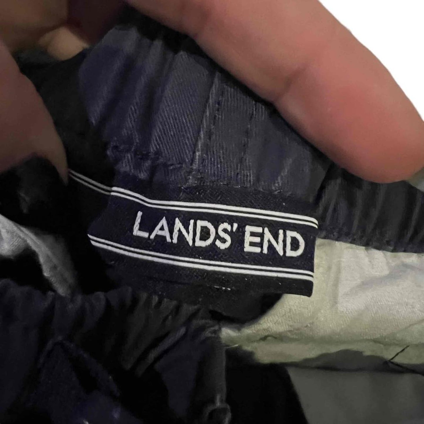 Lands' End Boys Navy Blue Cargo Elastic Waist Chinos Pants Size 16 Husky