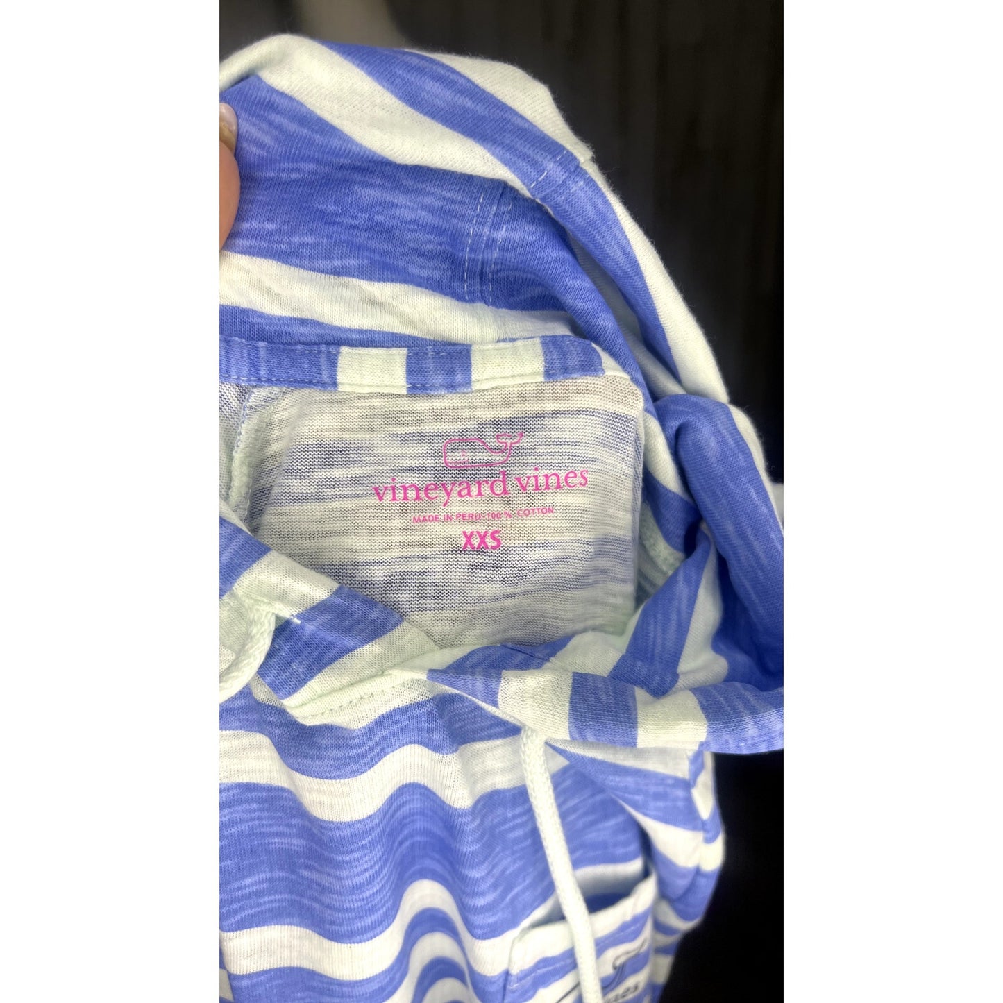 Vineyard Vines Women's XXS Blue Striped Hooded Cover-Up Shirt Dress