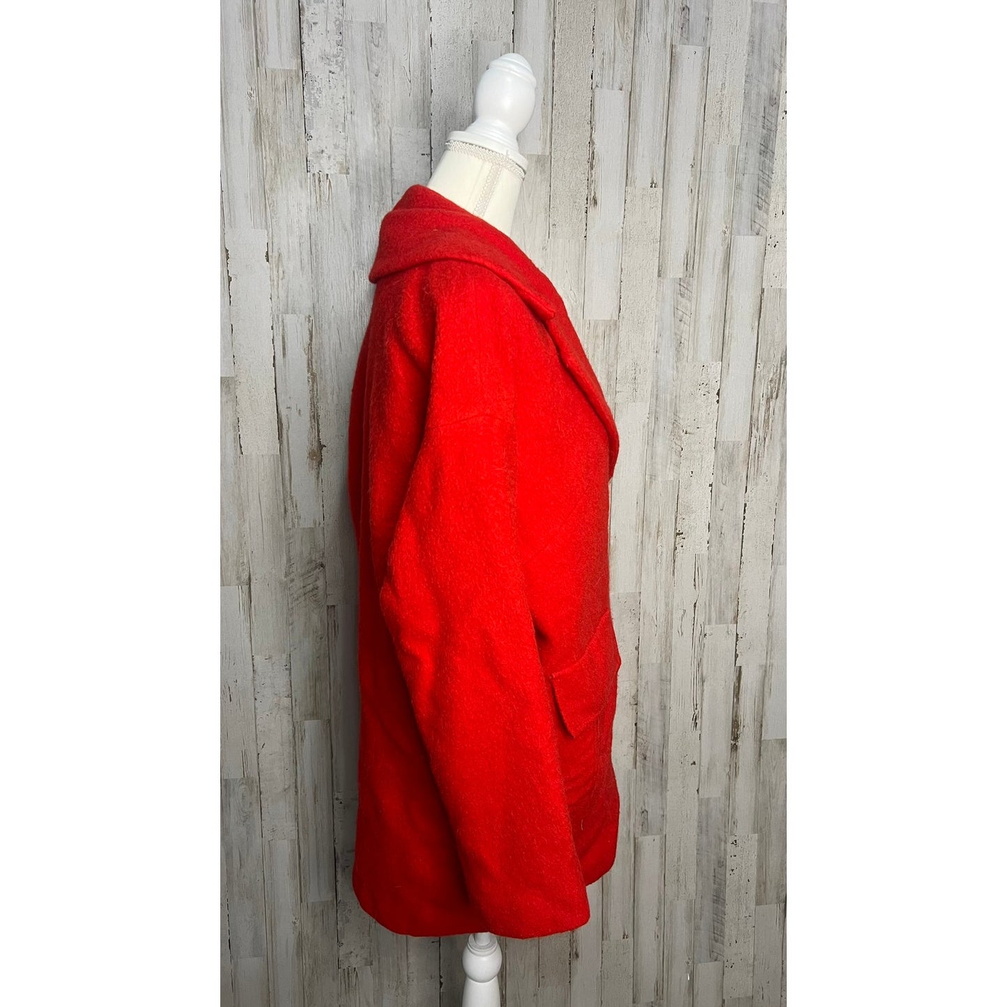 Trina Turk Women's Red Wool Overcoat Size 4 Winter Long Coat