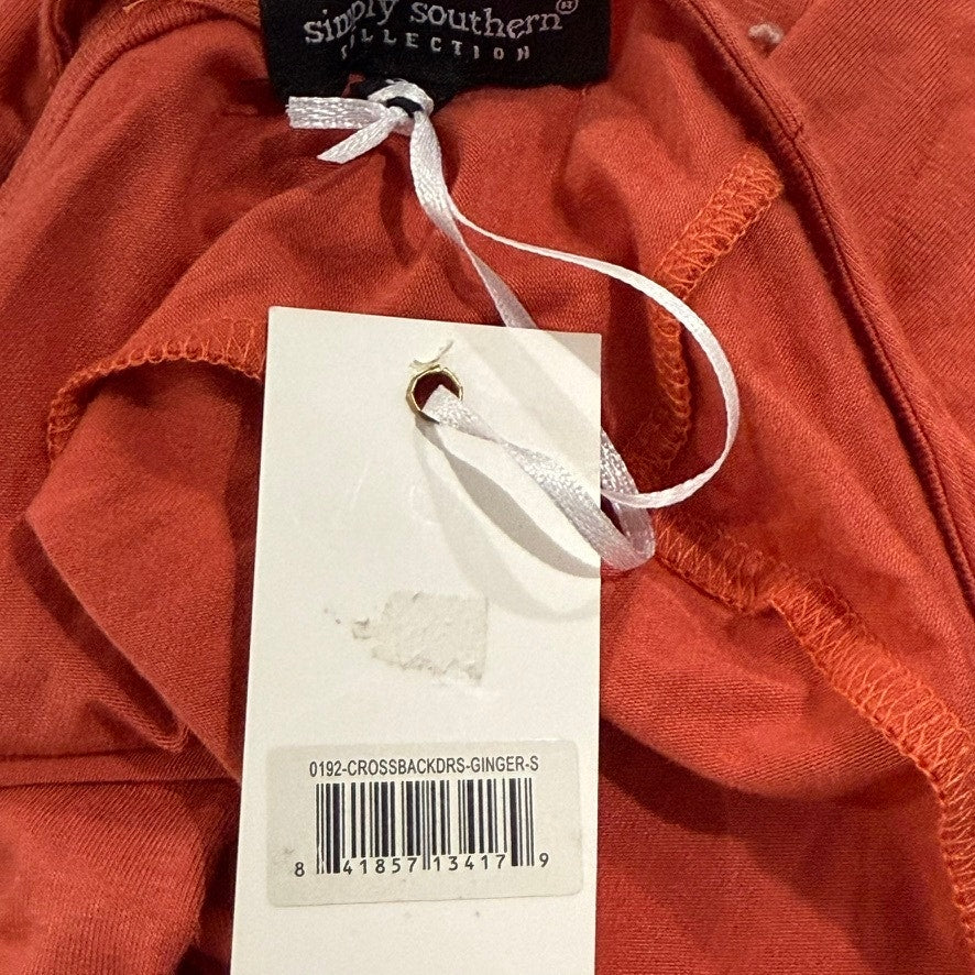 NWT Simply Southern Women's Orange Cross Back Knee Length Dress Size Small