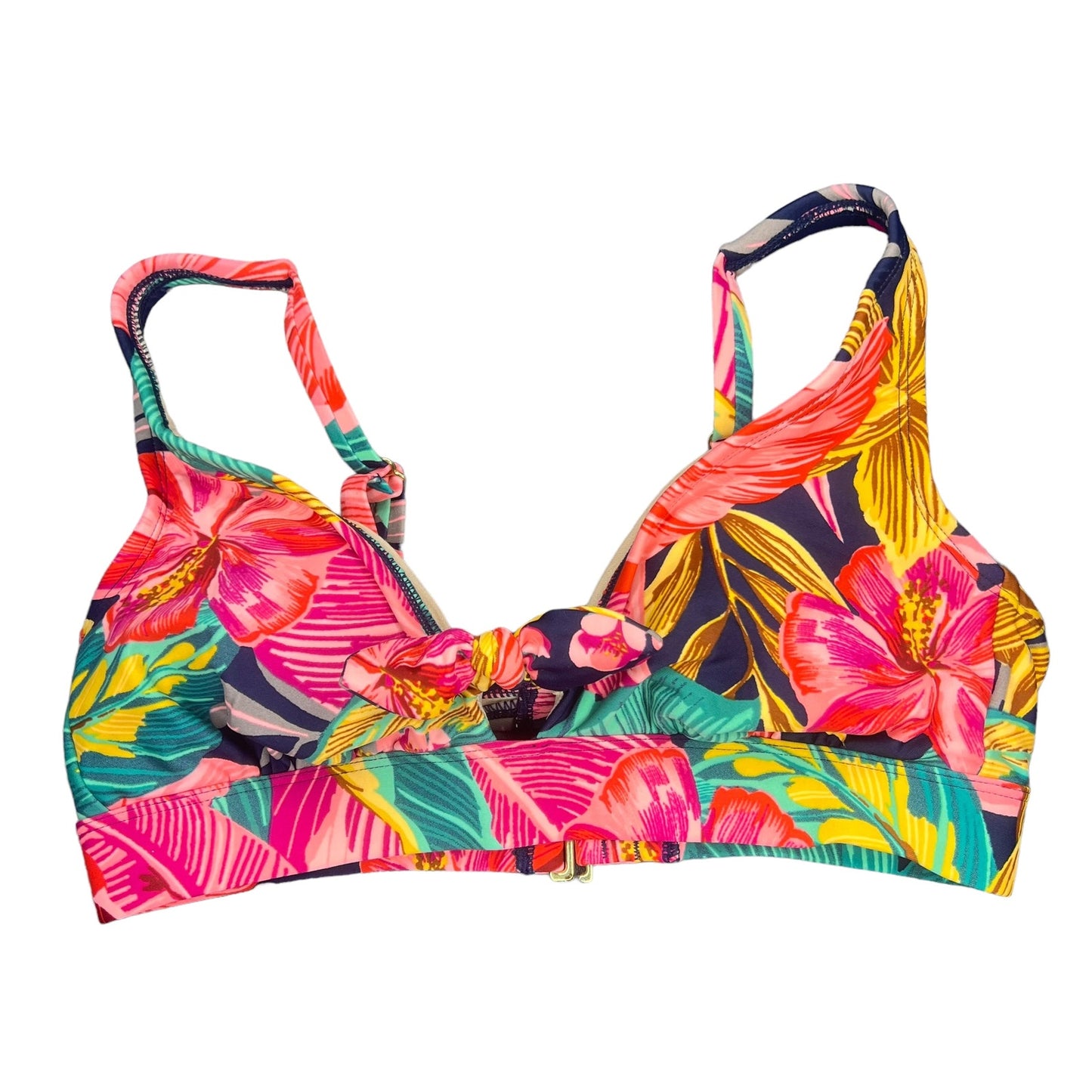 Kona Sol Women's Small Multicolor Floral Tie-Front Bikini Top