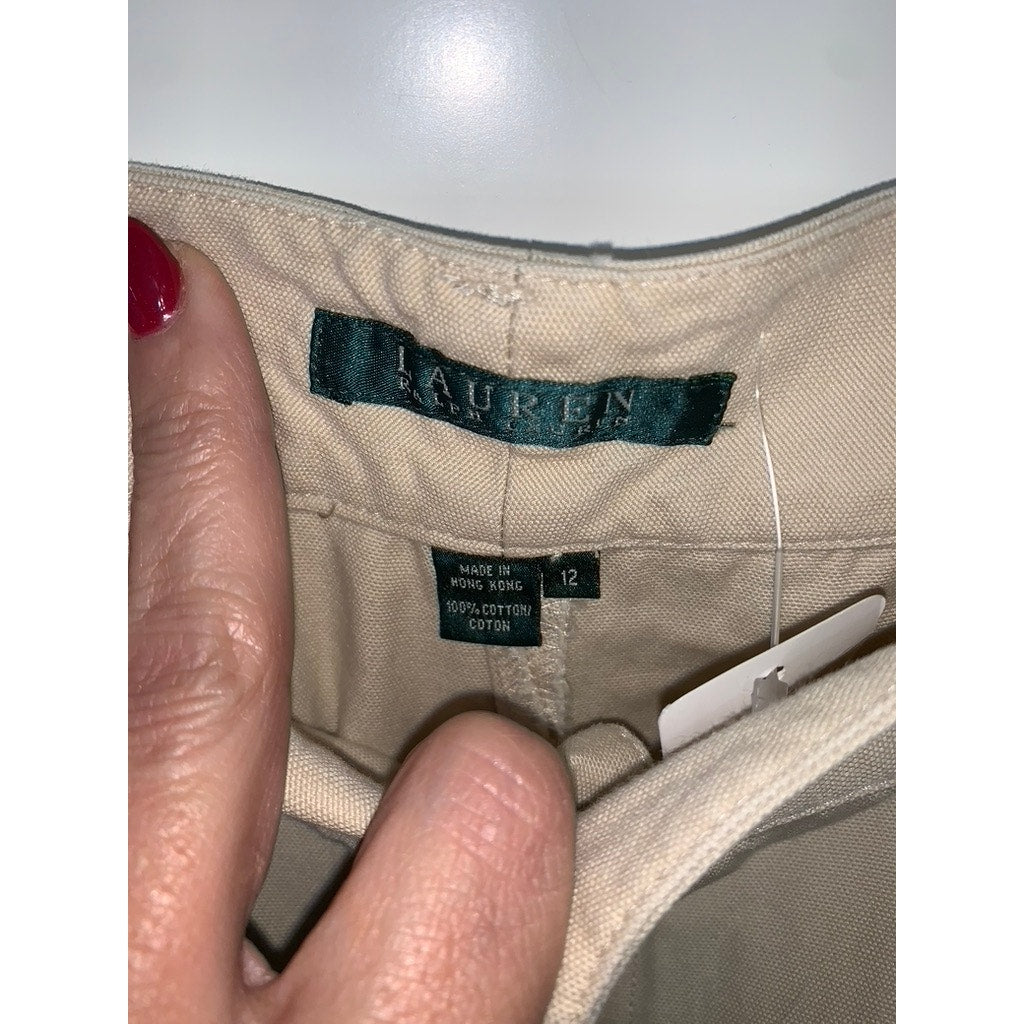 Ralph Lauren Women's Khaki/Beige Chino Shorts Size 12 Casual Summer Wear