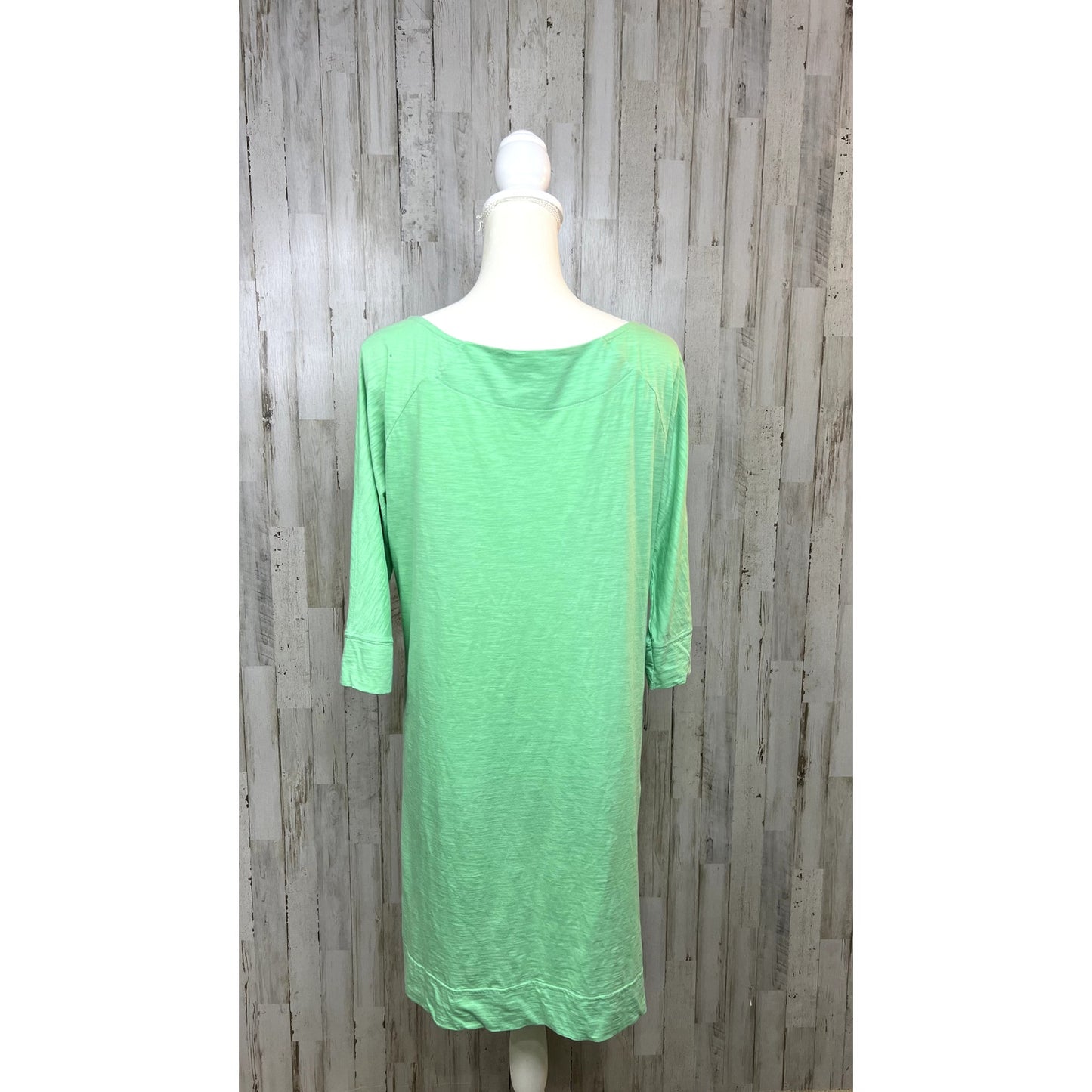 Lilly Pulitzer Cassie Dress Knee Length Green 3/4 Sleeve Boat Neck Womens Medium