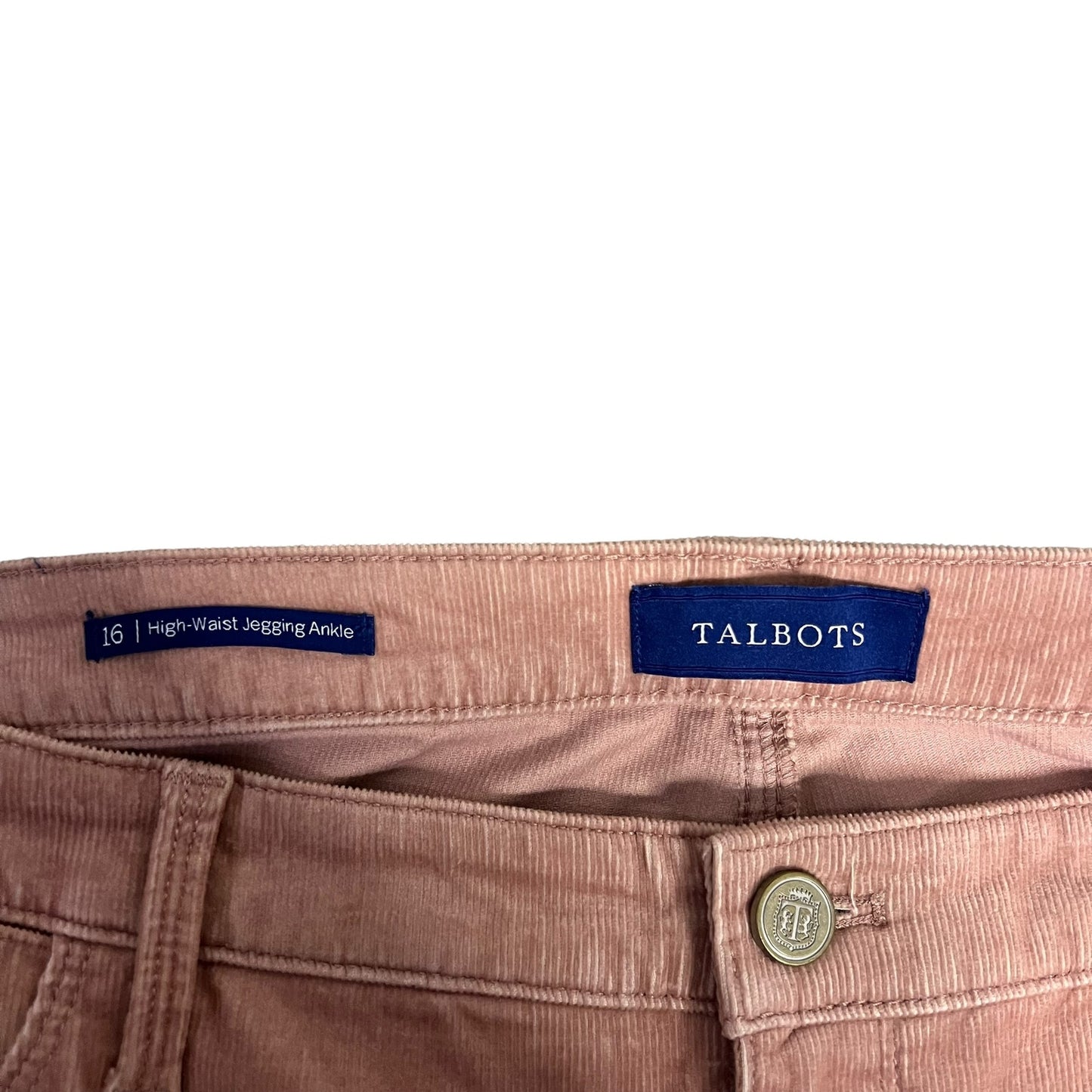 Talbots Women's High-Waist Pink Corduroy Ankle Jegging Pants Jeans Size 16