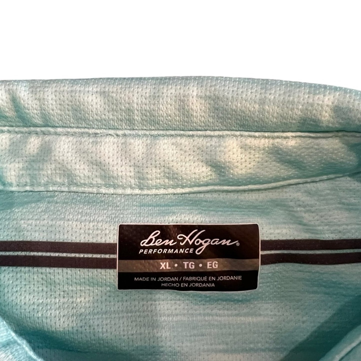 Ben Hogan Golf Polo Shirt Men's XL Light Blue Striped Short Sleeve