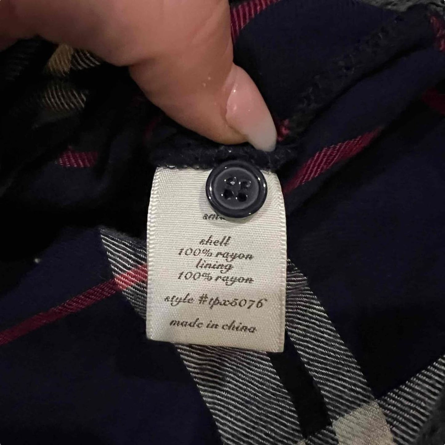 Miami Women's Blue & Red Plaid Pattern Button-Up Long Sleeve Shirt Size Small
