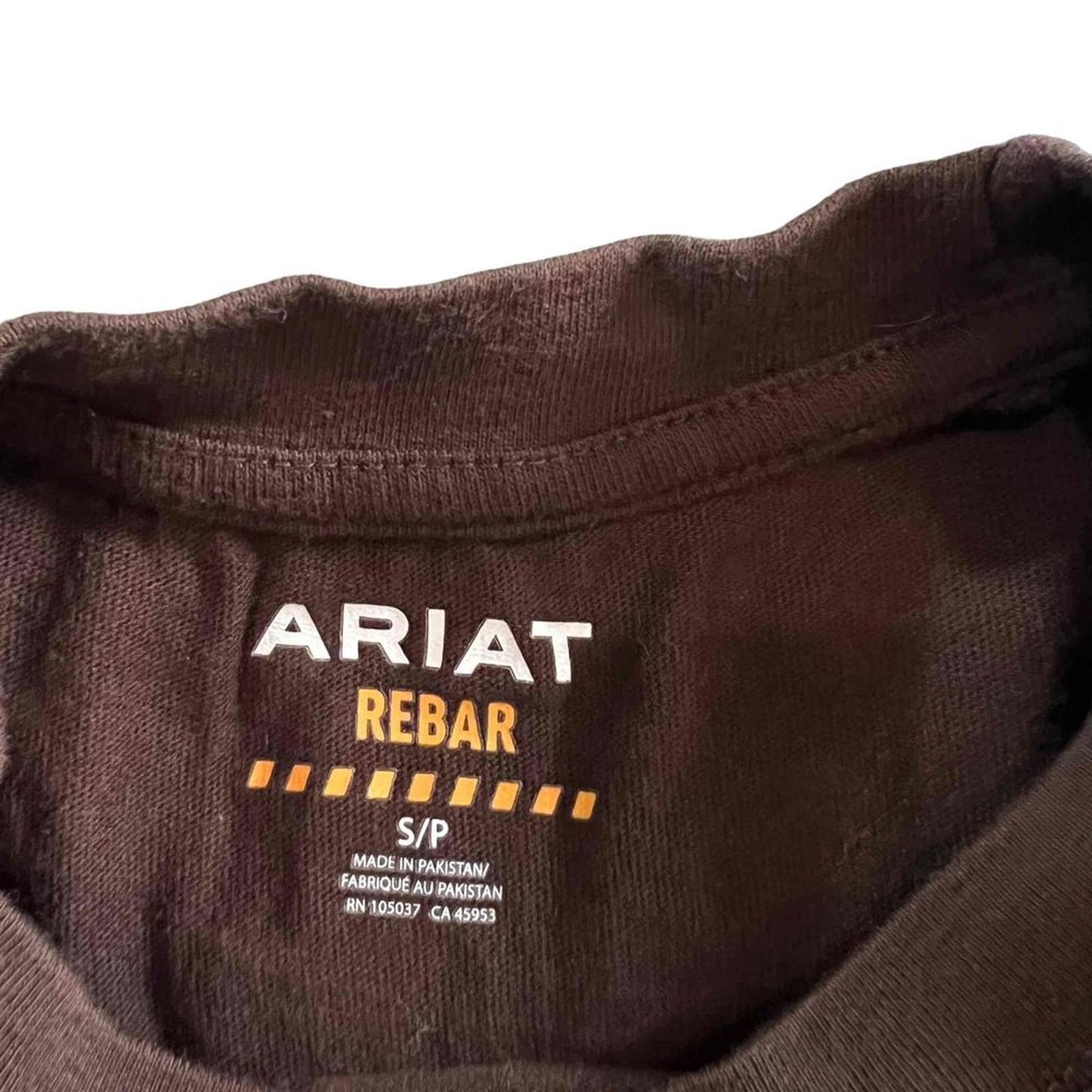 Ariat Rebar Cotton Strong Brown Short Sleeve T-Shirt Men's Size Small