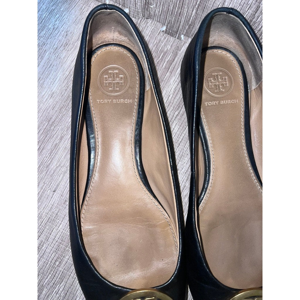 Tory Burch Benton Ballet Flats Black Women's Shoes Size 6