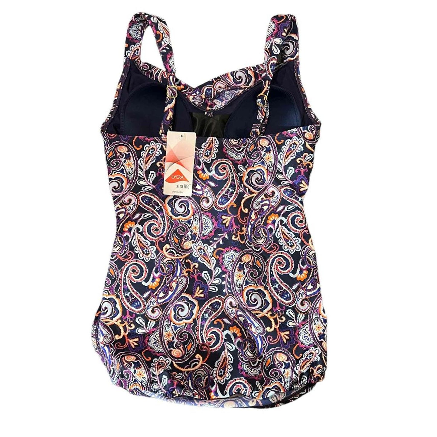 NWT Lands' End Paisley Print Lycra Xtra Life Tankini Top Size Petite 6