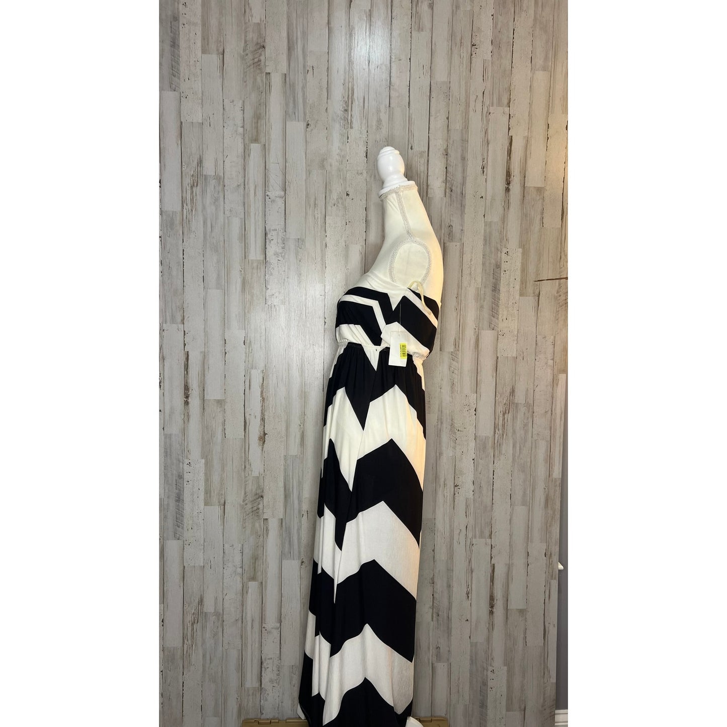 NWT MM MM MM Women's Medium Black & White Strapless Chevron Maxi Dress