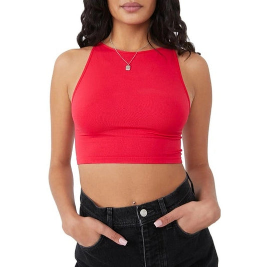 Free People Intimately FP Boat Neck Brami Bright Red Cropped Tank Size Small