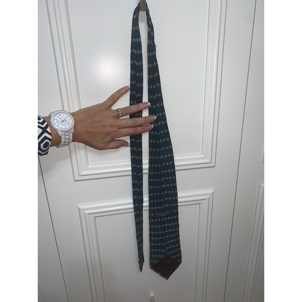 Christian Dior Monsieur Men's Geometric Silk Tie Multicolor Classic Length