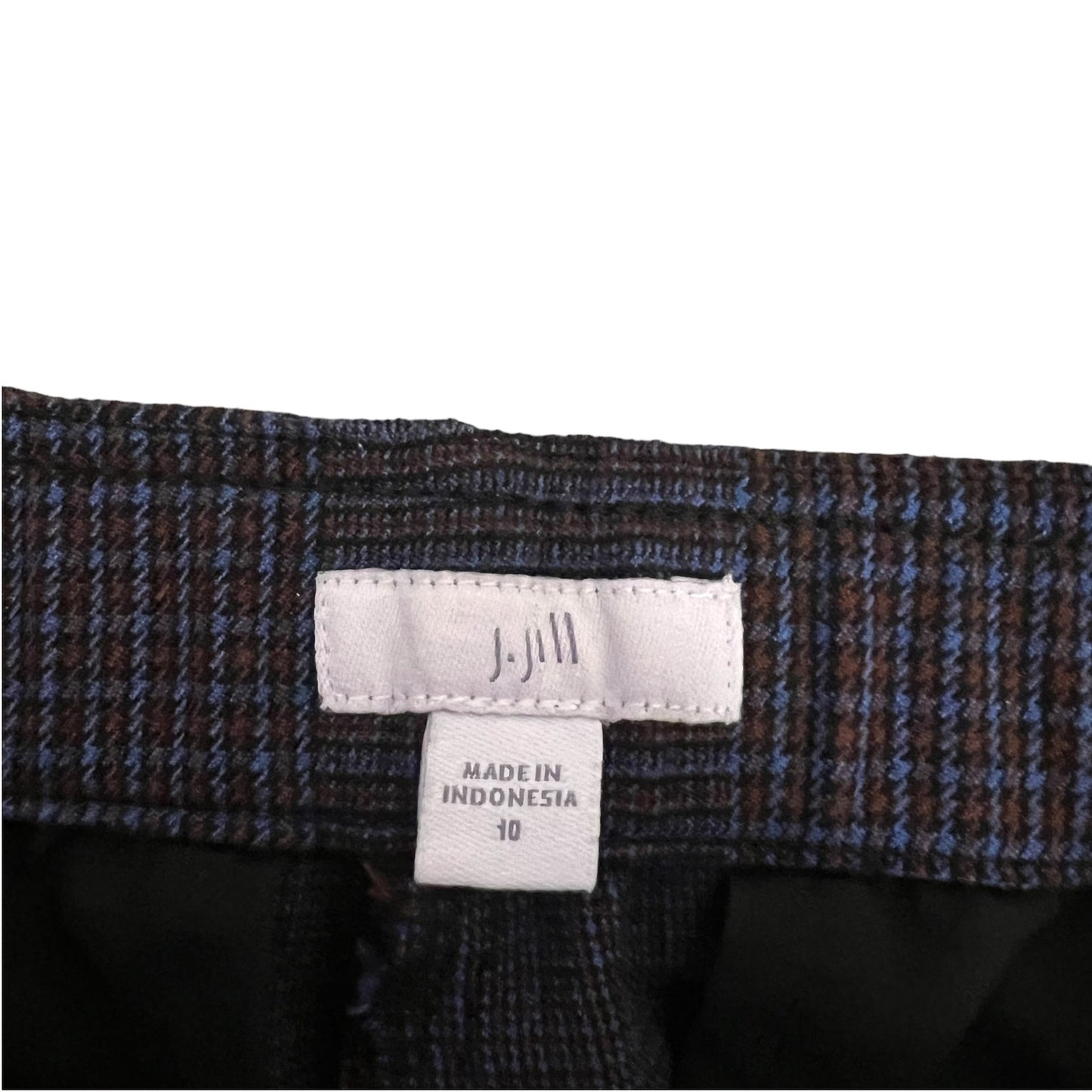 J.Jill Women's Navy Blue Plaid Straight Pants Size 10 Casual