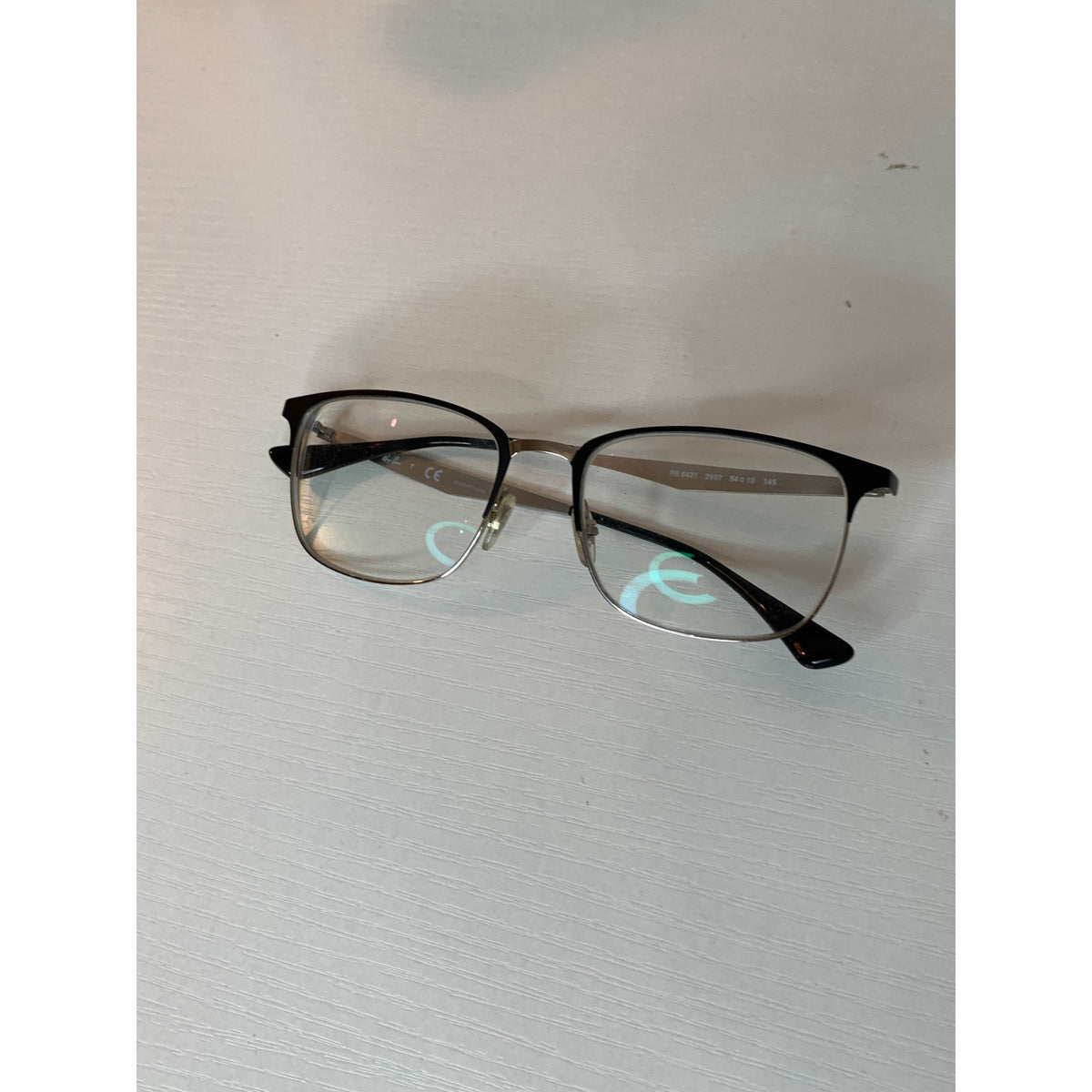 Ray-Ban Prescription Eyeglass Frames Unisex M Black/Silver Rectangle Full Rim 54-18-145