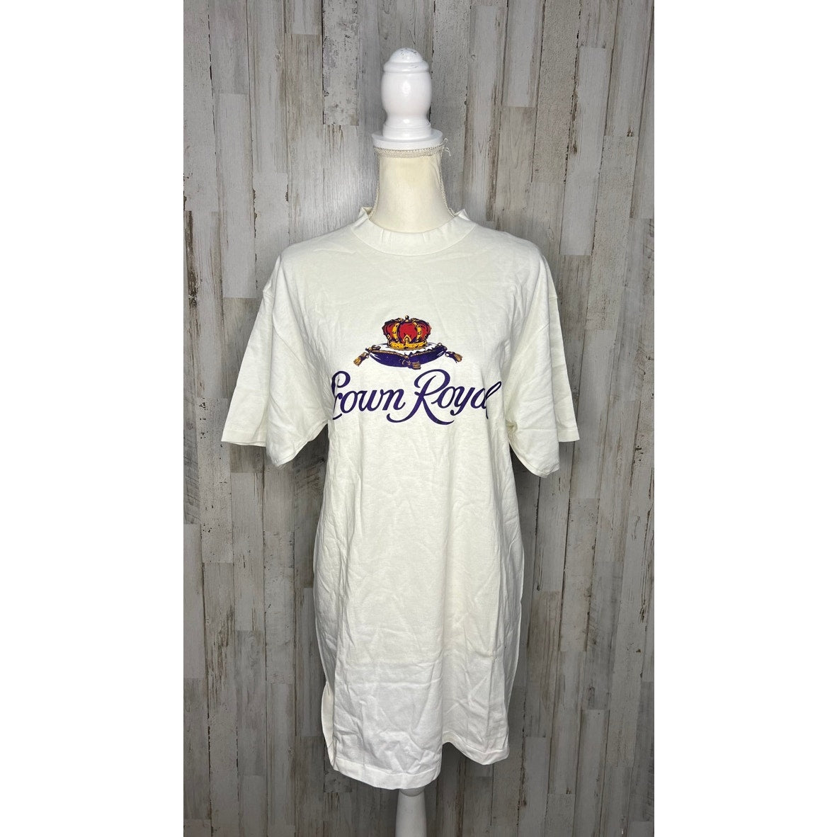 Vintage Delta Men's XL White Single Stitch Crown Royal Whiskey Graphic T-Shirt