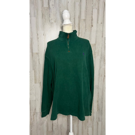 Polo Ralph Lauren Men's XL Green Quarter Zip Pullover Knit Sweater